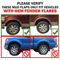 2010 fits Ford F150 Mud Flaps Guards Splash Front & Rear 4pc Set (ONLY FITS With OEM Fender Flares)